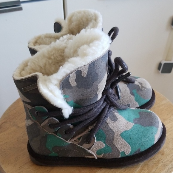 TODDLER EMU WOOL BOOTS CAMOUFLAGE SZ 9 - Picture 1 of 4